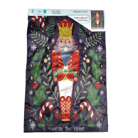 Nutcracker Time of the Year 18 inch Dimensional Embroidered Christmas Yard Flag - Picture 1 of 5
